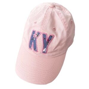 Pink Baseball Hat With Blue Floral KY Kentucky Monogram